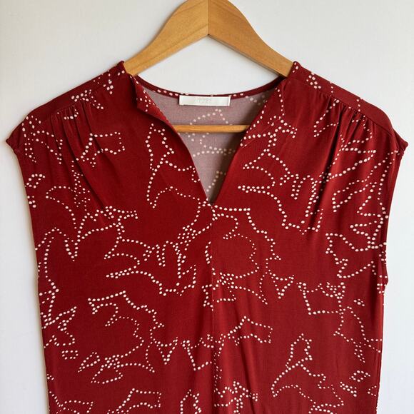 BOSS by Hugo Boss Esoa V Neck Top Dot Blouse Extra Small Red Career Professional - Picture 5 of 15